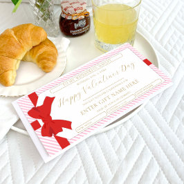 Bow Rosa Rand Valentine Day Gift Voucher Card Inbjudningar
