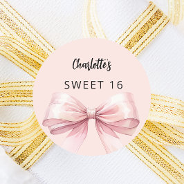 Bow rosa Sweet 16 Runt Klistermärke