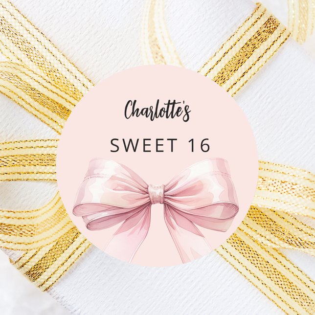 Bow rosa Sweet 16 Runt Klistermärke (Skapare uppladdad)