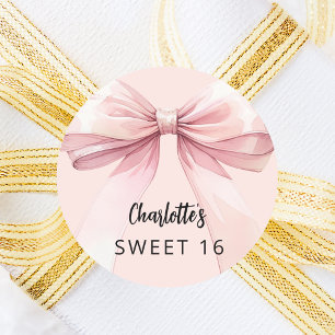 Bow rosa Sweet 16 Runt Klistermärke