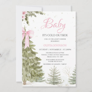 Bow Rosa Träd Baby Det är Kall Babyskabruk Inbjudningar