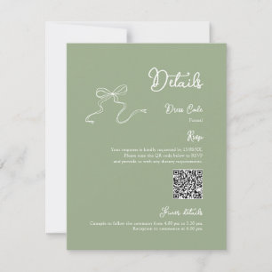 Bow Sage Gröna Detaljer Qr-kod RSVP OSA Kort