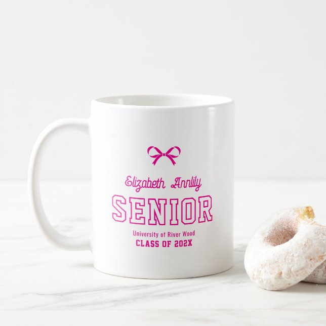Bow Senior Custom År Script Graduate College  Kaffemugg (Med munk)