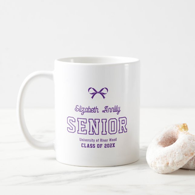 Bow Senior Custom Year Script Graduate College  Kaffemugg (Med munk)