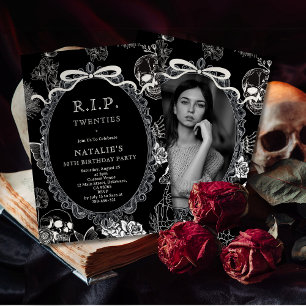 Bow Skull RIP 20-årsfest Ungdomsfoto Inbjudningar