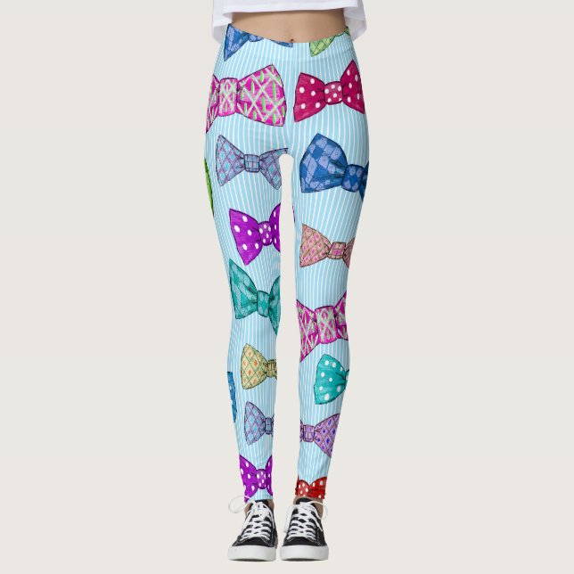 Bow slips, blå rand, vattenfärg. leggings (Framsida)