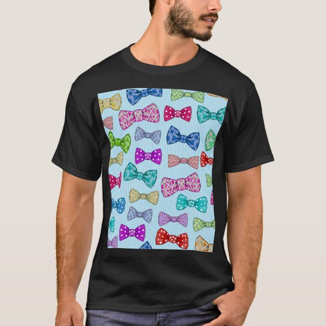 Bow slips, blå rand, vattenfärg. t shirt (Framsida)