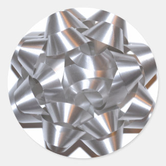 Bow Sticker i Silver Runt Klistermärke