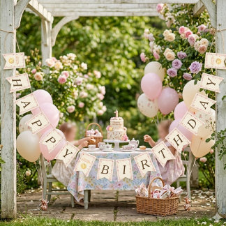 Bow & Strawberry Sun Happy Birthday Vimplar