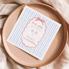 Bow Stripe 4:e juli Birthday Napkins Pappersservett