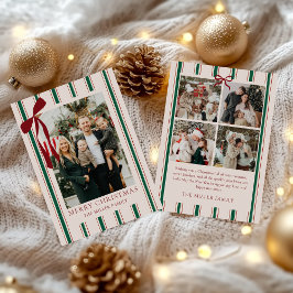 Bow Stripe Family Photo Christmas Holiday Card Julkort