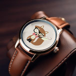 Bow Tie and Glass Hipster Brown Fox Armbandsur<br><div class="desc">En lämplig vektorillustration av en söt liten brun räv med ett överdimensionerat par av glasögon och röd och vit mönster-prick med prick.En lämplig vektorillustration av en söt liten röd räv med ett överdimensionerat par av glasögon.</div>