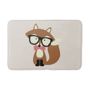 Bow Tie and Glass Hipster Brown Fox Badrumsmatta