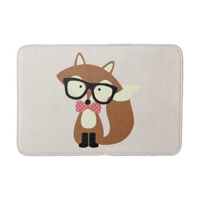 Bow Tie and Glass Hipster Brown Fox Badrumsmatta (Framsidan)