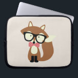 Bow Tie and Glass Hipster Brown Fox Laptop Sleeve<br><div class="desc">En lämplig vektorillustration av en söt liten brun räv med ett överdimensionerat par av glasögon och röd och vit polka punktträff i mönster.</div>