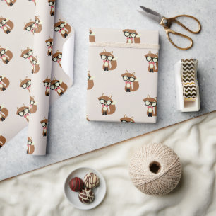 Bow Tie and Glass Hipster Brown Fox Presentpapper