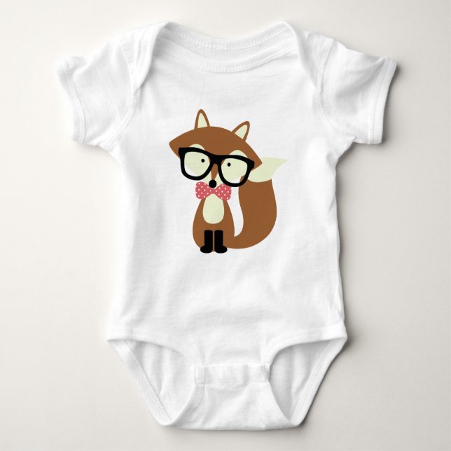 Bow Tie and Glass Hipster Brown Fox T Shirt (Framsida)