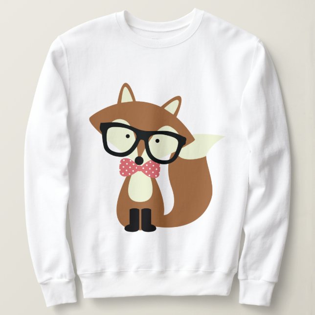 Bow Tie and Glass Hipster Brown Fox T Shirt (Design framsida)