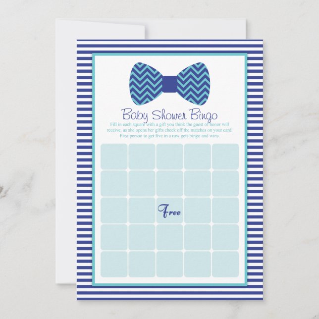 Bow Tie Baby Shower Bingo Cards Inbjudningar (Framsida)