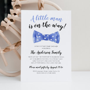 Bow Tie Baby Shower by Mail Long Avstånd Inbjudningar
