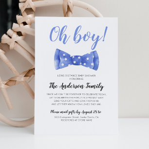 Bow Tie Baby Shower by Mail Long Avstånd Inbjudningar
