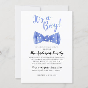 Bow Tie Baby Shower by Mail Long Avstånd Inbjudningar