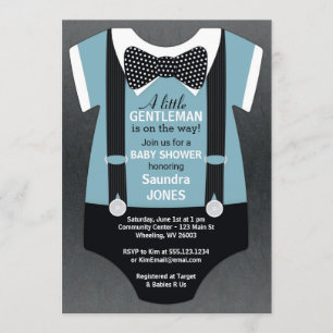 Bow Tie Baby Shower-inbjudan, Suspender Inbjudan