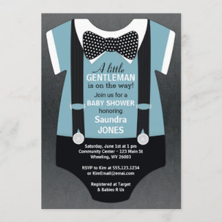 Bow Tie Baby Shower-inbjudan, Suspender Inbjudan