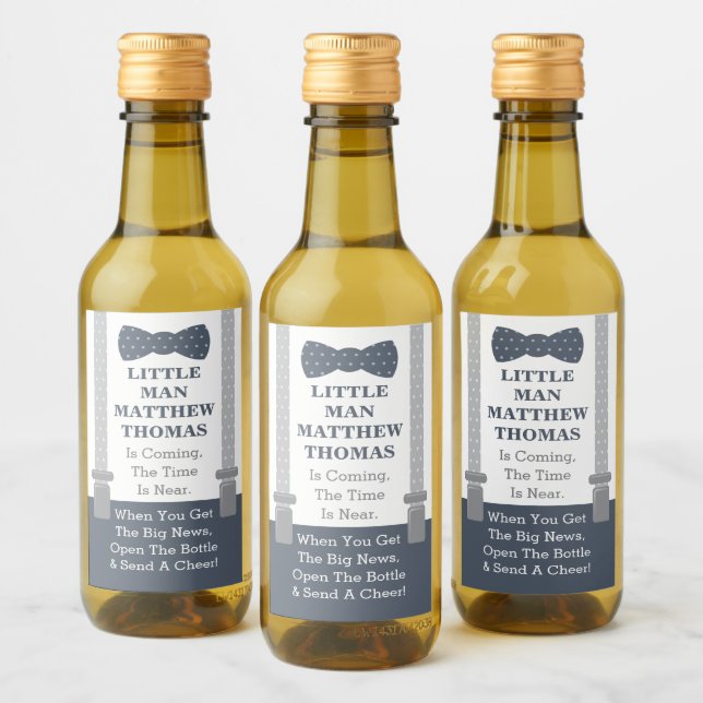 Bow Tie Baby Shower Mini Vin Flaska etiketter (Flaskor)