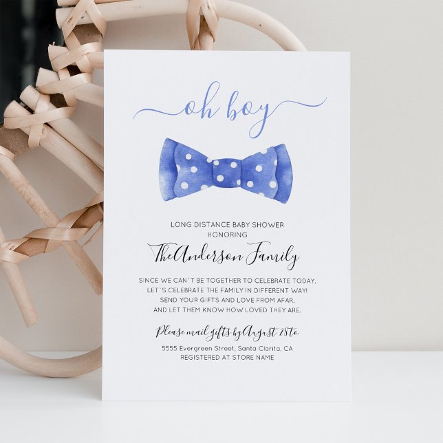 Bow Tie Baby Shower Per Post Lång Distans Inbjudningar (Skapare uppladdad)