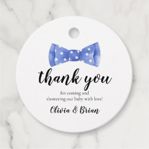 Bow Tie Baby Shower Tacksamhetspresent Tag Gåvor Etiketter