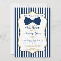Bow Tie Boy Shower-inbjudan från flottan Blue Guld