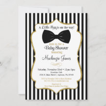 Bow Tie Boy Shower-inbjudan till Black Guld