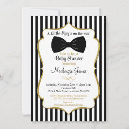 Bow Tie Boy Shower-inbjudan till Black Guld Inbjudningar