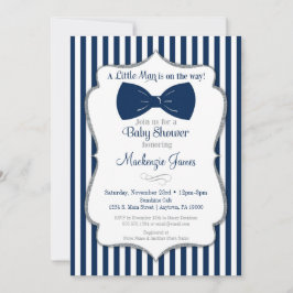 Bow Tie Boy Shower-inbjudan till flottan Silver Inbjudningar