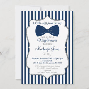 Bow Tie Boy Shower-inbjudan till flottan Silver Inbjudningar