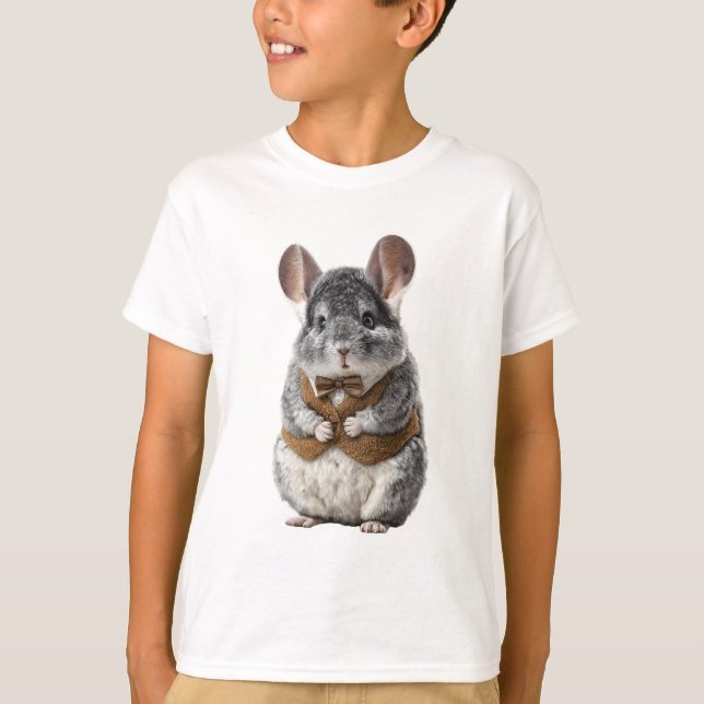 Bow Tie Chinchilla Väst Barn T Shirt (Framsida)
