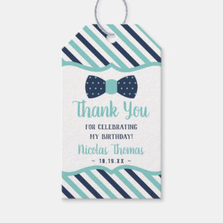 Bow Tie Favor Tag i Blue and Aqua, Little Man Presentetikett
