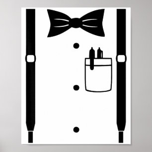 Bow Tie Hängslen Kontor Kostym Karnevalskostym Poster