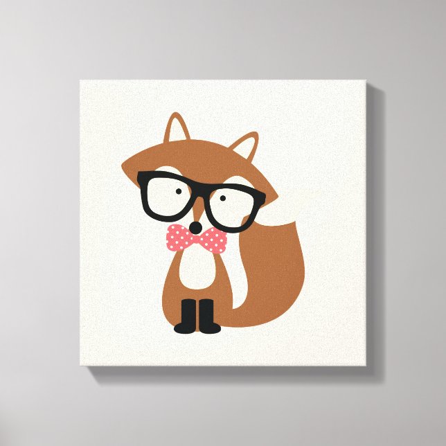 Bow Tie Hipster Brown Fox Canvastryck (Framsida)