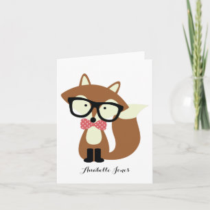 Bow Tie Hipster Fox Veckade Tackkort