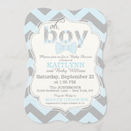 Bow-tie och Chevron Print Boy Shower Inbjudan