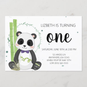 Bow tie Panda Birthday-inbjudningar - Boy Inbjudningar