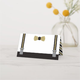 Bow Tie Place Cards, Food Cards, Black, Faux Guld Placeringskort