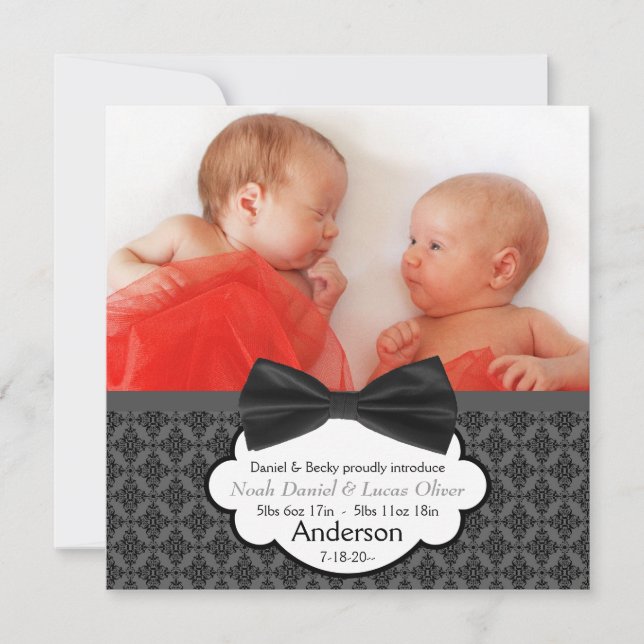 Bow Tie Twin Pojke födelsemärkning Meddelande (Framsida)
