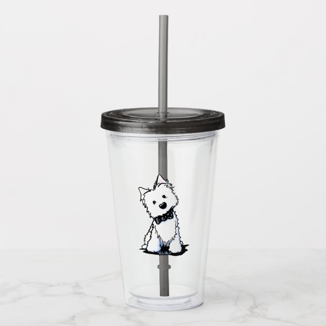 Bow Tie Westie Boy Acrylic Tumbler Take Away Mugg (Framsida)