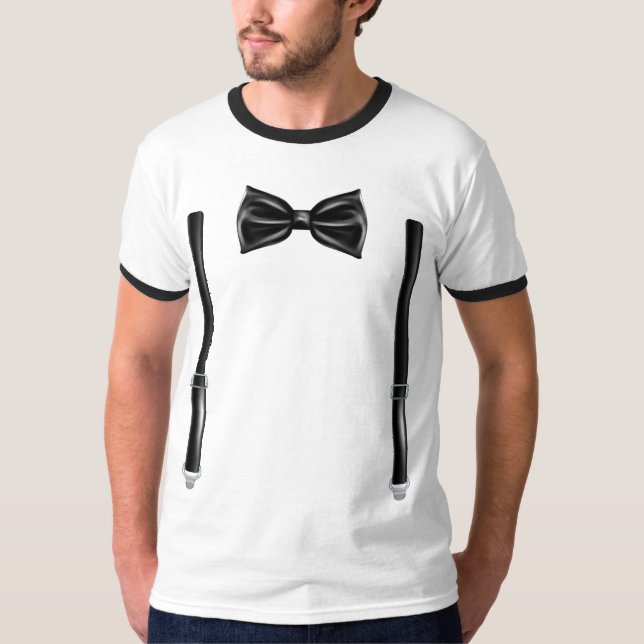 Bow Tie with Suspenders - Bowtie for Bröllop T Shirt (Framsida)