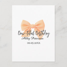 Bow-tiful birthday orange bow name date simple pas vykort