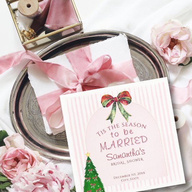 Bow Tis The Season To Be Married Bridal Shower Pappersservett (Bow Tis The Season To Be Married Bridal Shower Festive Napkins Wedding Rehearsal Dinner Serviettes)
