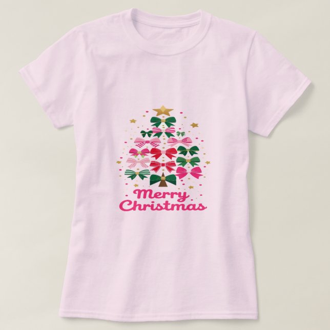 Bow Tree – Merry Christmas in Style T Shirt (Design framsida)
